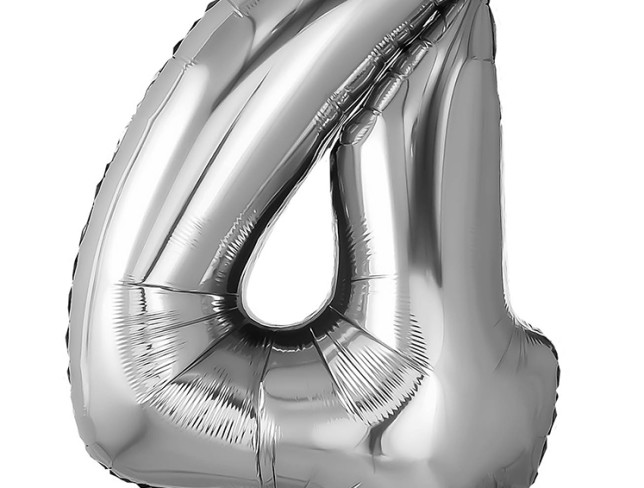 Balon cifra din folie "4" argintiu foto